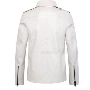 แจ็กเก็ตหนังผู้ชายสีทึบมาใหม่ล่าสุดสไตล์ฤดูหนาว - Product Image 2