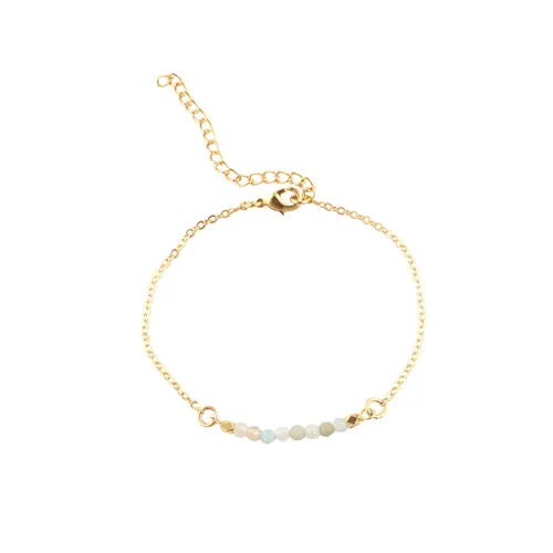 New Arrival Multi Stone Natural Aquamarine Beaded Gemstone Bracelet Gold Plated Cable Chain Adjustable Bracelet Present For Love