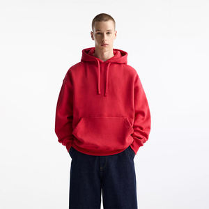 <b>Men's</b> Casual <b>Red</b> <b>Hoodie</b> with Comfortable Fit Adjustable Drawstring and Front Pocket Trendy Streetwear Sweatshirt - Product Image 1