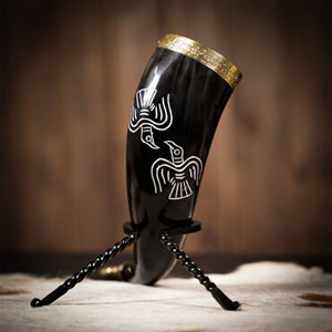 Customized Viking Carving Buffalo Tankard Handcrafted Natural Agate Drinking Horn Animal Style <b>Beer</b> Decoration - Product Image 4