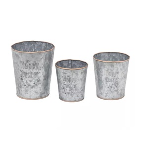Lot de trois jardinières en métal galvanisé pour pots de fleurs pour la décoration de la maison et du jardin de la pépinière Style déco - Product Image 2