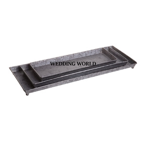 Ensemble de trois plateaux rectangulaires galvanisés, qualité supérieure, plateau de service fait main, nouvelle arrivée, plateau galvanisé élégant - Product Image 1
