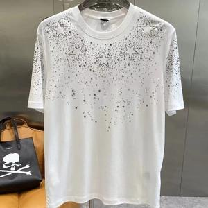 Camisetas de moda con diseño de diamantes de imitación de Hip Hop para hombre Camiseta de moda con logotipo personalizado OEM de manga corta de algodón pesado - Product Image 5