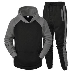 Conjunto al por mayor de chándales de lana de algodón 100% para hombre, Sudadera con capucha y pantalones informales de 2 piezas, respetuosos con el medio ambiente para el invierno - Product Image 1