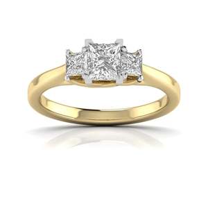 Bague solitaire en diamant taille princesse croissant 0,60 ct, couleur F, clarté VS, diamant cultivé en laboratoire en or 14 carats, cadeau d'anniversaire de mariage - Product Image 3