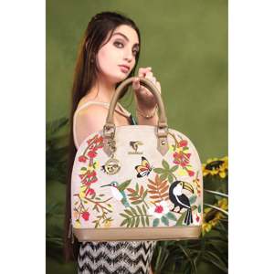 Vegan Leather Luxury Designer Handbag for Women-Stylish Half Moon Tote with Embroidery Zipper Closure 2-2.9L Capacity - Product Image 4