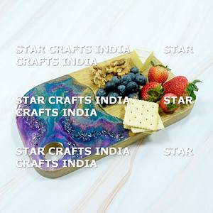 Ustensiles de cuisine planches à découper en bois et résine personnalisées pour la cuisine avec fente pour aliments planche à fromage fente pour jus planche à fromage en bois d'acacia et résine - Product Image 3