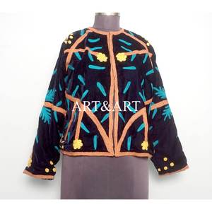 <b>Velvet</b> Artisan Hand Embroidered Suzani Quilted <b>Jacket</b> Floral Design 100% Cotton Woven Fabric Eco-Friendly Quick Dry High Quality - Product Image 1