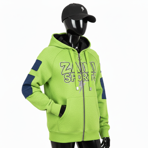 Sweat à capuche pour femme avec fermeture éclair intégrale, tissu polaire en polyester de haute qualité 320 GSM, tissu chaud, couleur verte, manches à panneaux, logo personnalisé, sweat-shirts basiques - Product Image 4