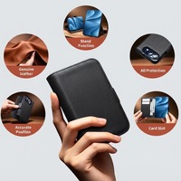 Étui de téléphone fin et léger en cuir PU et PC résistant aux chocs pour iPhone Duo