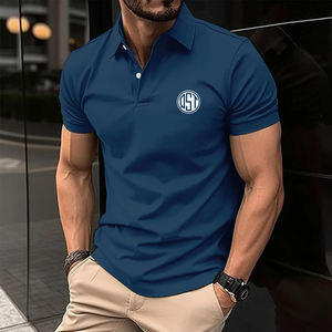 El mejor verano Casual que absorbe la humedad Golf Ropa de hombre Venta de hombres Polo de manga corta Botón de solapa Camisa de color sólido para hombres - Product Image 1