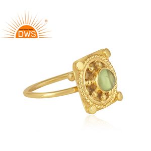 แหวนเงินแท้18K ชุบทองแหวนพลอยเพอริโดต์จากธรรมชาติแหวนดีไซน์ทรงสี่เหลี่ยมผู้ผลิตเครื่องประดับชั้นดี - Product Image 2