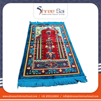 Tapis de prière moderne de luxe, fait main, en coton lavable, à poils longs, réversible, brodé, pour la maison, portable, islamique