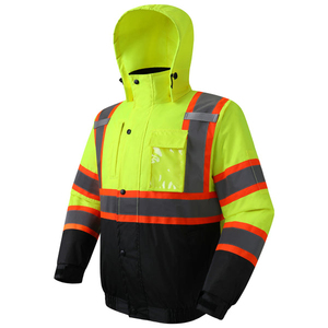 Chaqueta de Seguridad de Alta Visibilidad para Invierno con Cuello de Forro Polar, Chaqueta de Trabajo Impermeable y Reflectante con 10 Bolsillos - Product Image 2