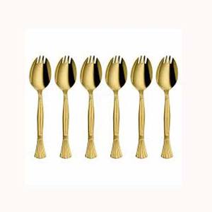 Oro brillante pulido con mango de cola de pez, juego de cubiertos de diseño de arte tradicional en relieve de latón macizo, juego de cubiertos de alta calidad - Product Image 1
