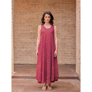Robe longue sans manches Vedika - Robe de soirée élégante sans bretelles avec motifs floraux rayés et unis - Product Image 1