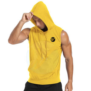 OEM Service Basics Sleeveless Gym Hoodies Latest Design Made In Pakistan Sleeveless Gym Hoodies - Product Image 3