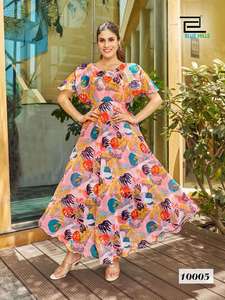 Nuevo Diseño Occidental, Kurta Anarkali de Georgette con Estampado Floral para Mujer, Producto Hecho a Mano al por Mayor, Forma Personalizada, Exportación, MarutiFashion - Product Image 4