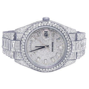 Montre entièrement glacée en diamant testée en diamant, montre-bracelet en diamant taille baguette et ronde, montre de marque Hiphop de qualité supérieure - Product Image 1