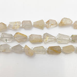 Perles de rutile doré 10-12 mm, perles en forme de pépites facettées, brin de perles fait à la main, fabrication de bijoux en vrac, 18-20 perles sur un brin de 8 pouces - Product Image 2