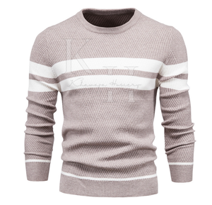 Jersey de mezcla de lana cálido para hombre con estilo, prendas de punto de invierno transpirables con marca OEM frontal para pedidos a granel - Product Image 3