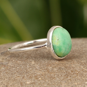 Handmade Solid 925 Sterling Silver 10x14mm Natural <b>Green</b> Chrysoprase Gemstone Oval Smooth Cabochon Wedding Ring Fine <b>Jewelry</b> for - Product Image 4