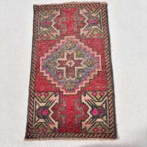 1.8x3.1 ft Vintage Turkish Rug, Small Rug, <b>Red</b> <b>Wool</b> Rug - Product Image 1