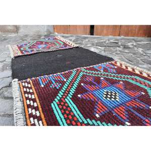 Ethnic Red 2x4,7ft Turkish <b>Rug</b> Large Area Wool <b>Seagrass</b> Latex Backing Rectangle Hallway Pattern 10mm Abstract for Room Decor - Product Image 4