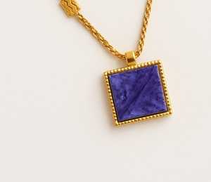 Pendentif fin unisexe en or jaune massif 14 carats magnifiquement conçu en améthyste diamant et rhodium serti de lunette pour cadeau de mariage - Product Image 1