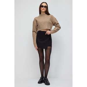 Mini-jupe décontractée en tissu non tissé à armure croisée, au-dessus du genou, 72 % polyester, taille XS, longueur courte, taille naturelle - Product Image 1