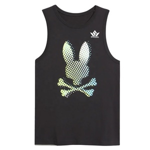 Men's Black O-Neck Knitted Sleeveless Tank <b>Top</b> Breathable Casual Regular Fit Colorful <b>Skull</b> Graphic Print Sports Vest - Product Image 4