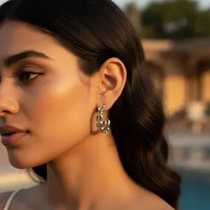 ต่างหูเงินทรงเรขาคณิตแบบห้อยระย้า ดีไซน์สวยเก๋ สำหรับเครื่องประดับผู้หญิง - Product Image 2