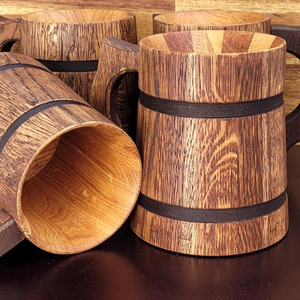 Tasse en bois de haute qualité tasse en bois gravée pour la bière et le vin à boire du fournisseur indien pour l'exportation en vrac vaisselle de taille personnalisée - Product Image 2