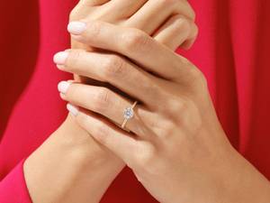 แหวนหมั้นเพชรโมอิสสีทอง14K สำหรับผู้หญิงชุดหนามเตย1-2 CT สำหรับงานแต่งงานแหวนสัญญาด้านข้างหินตัดฝังเทคโนโลยี - Product Image 4