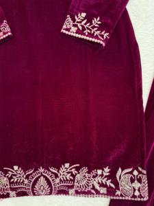 Conjunto Sharara de Terciopelo Hermoso y Elegante de la India y Pakistán, Traje Étnico Pesado, Conjunto Sharara para Fiestas y Bodas para Mujer - Product Image 6