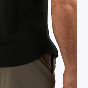 Chemise Henley noire la plus vendue mélange de polyester et de coton spandex doux au beurre, coupe signature, ourlet incurvé - Product Image 5