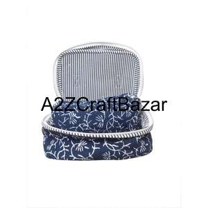 Exporter Of Luxury 100% Cotton Quilted Vanity <b>Makeup</b> Bags For Bridal Vanity Bags With Modern Print Durable Zipper For Daily Use - Product Image 2