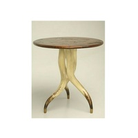 Vaisselle ronde indienne faite à la main pour café, salle à manger de Style moderne corne naturelle avec dessus en bois Table de luxe moderne créative