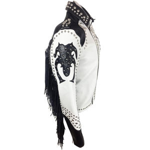 Impresionante chaqueta de cuero negro gótico Punk para hombre Rock Punk gótico remache chaqueta de cuero de motorista con chaqueta de flecos para hombre - Product Image 5