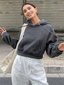 2026 Wholesale Custom Blank Heavyweight Cropped Pullover <b>Hoodie</b> Women Long Sleeve Streetwear Winter <b>Gym</b> Wear Breathable - Product Image 5