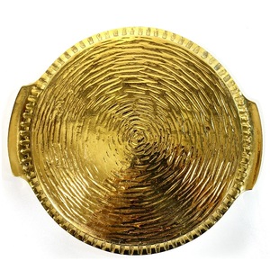 Bandeja DE SERVICIO DE METAL chapada en oro hecha a mano de gran venta con diseño moderno de lujo para bodas, mesa apta para lavavajillas - Product Image 2