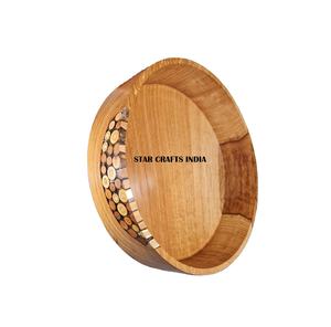 Frutero de madera con acabado Natural, cuenco portátil lavable para servir, hecho a mano para sopa cuenco, artículo de regalo promocional para la empresa - Product Image 1