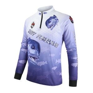 Camisetas de protección solar UPF50 + UV de manga larga azul claro de alta calidad, camisetas de pesca de poliéster 100% para adultos para ropa de voleibol - Product Image 3