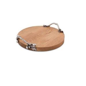 Forme arrondie en aluminium deux poignées pour hôtels restaurants et cuisine à domicile forme arrondie plateau de service en bois vente chaude - Product Image 4