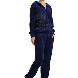 Survêtement en velours de qualité supérieure pour femmes motif solide vêtements d'hiver deux pièces avec manches longues Style décontracté concevoir votre propre - Product Image 3