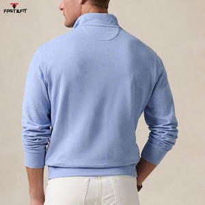 100% coton polaire pas cher prix personnalisé uni hommes sweats Pakistan fait demi fermeture éclair sweats à capuche sweat pour hommes - Product Image 4