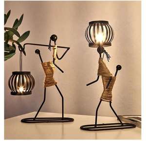 Candelabro de Hierro Forjado de Estilo Nórdico, Figura Decorativa para Velas de Té, Silueta Metálica Minimalista, Decoración Artística - Product Image 1