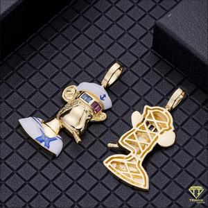 Hiphop joyería Cubic Zircon diamante dibujos animados Crypto 925 Plata Metaverse Ape diseño colgante - Product Image 5