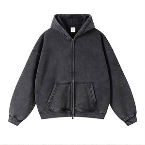 Sudadera con Capucha Extra Grande de Diseñador en Felpa Lavada al Ácido con Acabado Desteñido y Bordado Desgastado. - Product Image 2