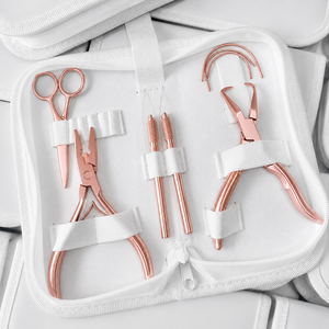 Kit de Herramientas para Extensiones de Cabello de Titanio en Oro Rosa, Herramientas Hechas a Mano, Tijeras, Cortador, Removedor de Cuentas, Aplicador, OEM - Product Image 2